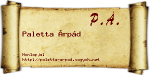 Paletta Árpád névjegykártya